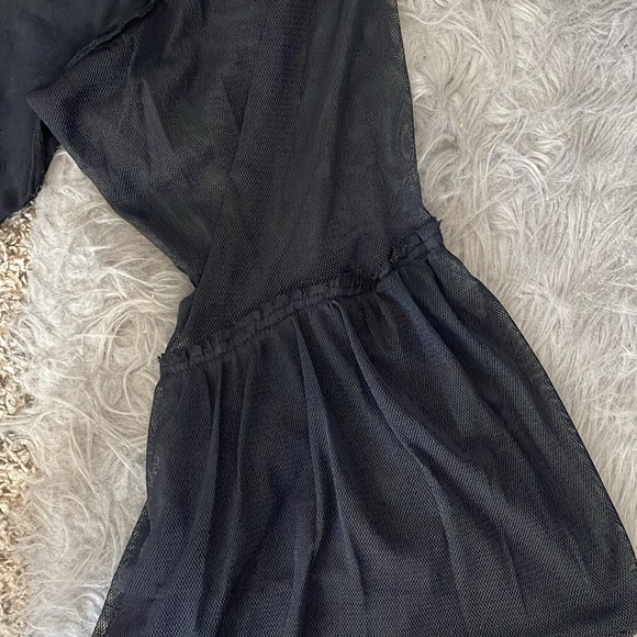 Free People Black Blouse with Flared Mesh Sleeves - Picture 4 of 4